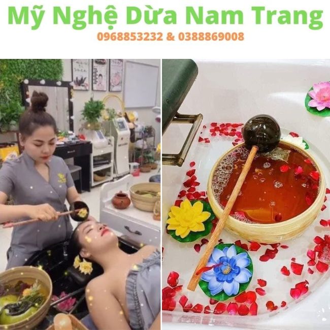 Chiếc gáo dừa múc nước sử dụng trong Spa