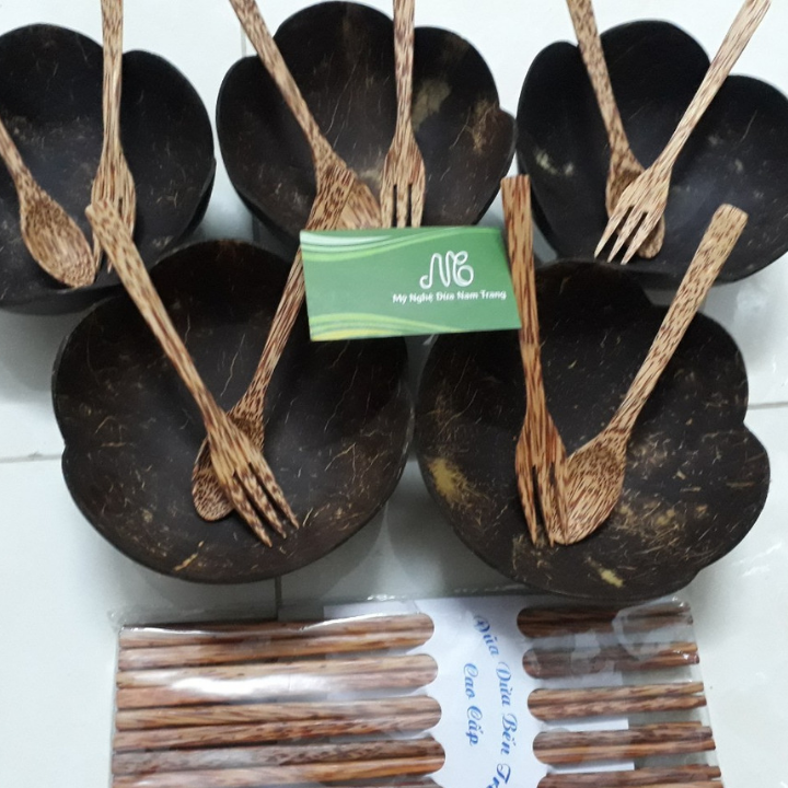 Bát gáo muỗng nĩa gỗ dừa
