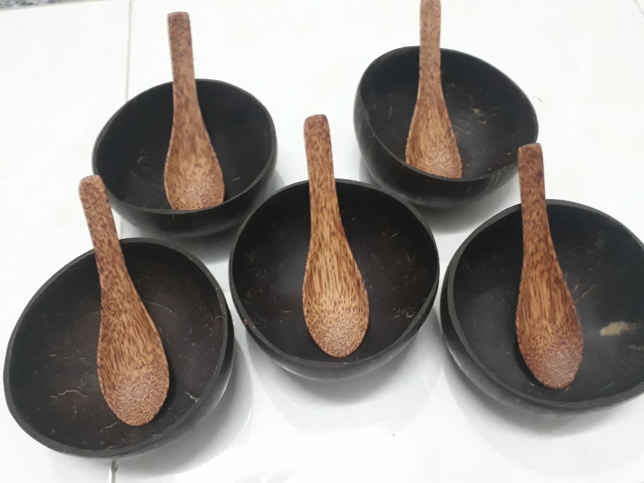 Bộ 5 bát gáo dừa muỗng gỗ dừa múc canh